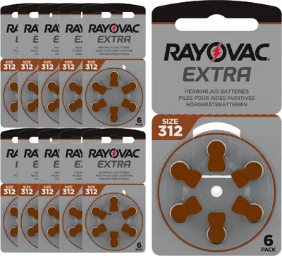 Produktbild von 60 Hörgerätebatterien Rayovac 312, 10 Platten