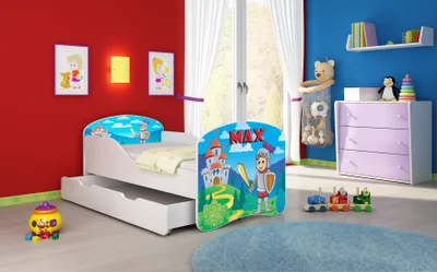 Produktbild von ACMA I Jugendbett Kinderbett Junior-Bett Komplett-Set mit Matratze Lattenrost Weiß 32 Ritter 180x80 + Bettkasten