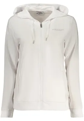 Produktbild von Weiße Damen-Sweatjacke mit Kapuze und Reißverschluss | Stilvolle Details