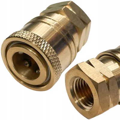 Zdjęcie produktu dla Adapter Gniazdo Szybkozłącze 1/4" - Gwint Wewnętrzny 3/8" | Mosiądz | 220 Bar | 40 l/min | Do Myjek Wysokociśnieniowych i Węż
