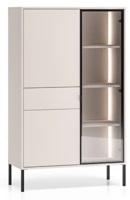 Produktbild von Selsey Barnee – Vitrine 3-türig mit LED, Kaschmirgrau, 92 cm