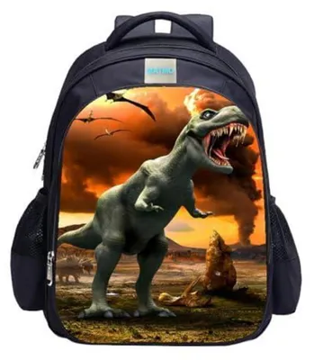Immagine prodotto di Zaino per bambini a forma di dinosauro, dimensioni 42x32x17 cm, realizzato in nylon idrorepellente, adatto a bambini e bambine