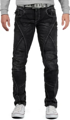 Produktbild von Cipo & Baxx Herren Straight Fit Jeans Stonewashed CD288 Black W38/L32