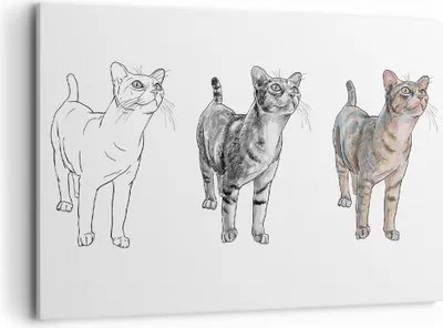 Produktbild von Bild auf Leinwand - Leinwandbild - Katzen Tiere Kinder Illustration - 100x70cm - Wand Bild - Wanddeko - Leinwanddruck - Bilder - Kunstdruck - Leinwand bilder - Wandkunst - AA100x70-3211