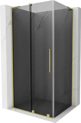 Produktbild von Mexen Velar L Schiebeduschkabine 120 x 90 cm, Graphit, gebürstetes Gold - 871-120-090-43-55