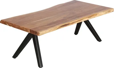 Produktbild von byLIVING Couchtisch CHETA / Akazie natur, Metall schwarz / mit Baumkante / B 115, H 37, T 60 cm