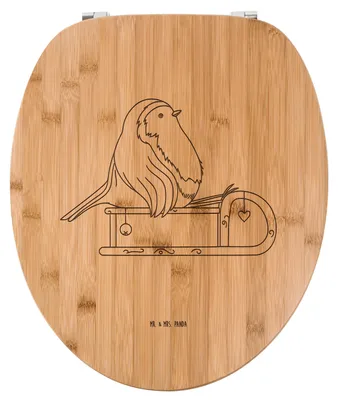 Produktbild von Mr. & Mrs. Panda Toilettendeckel Rotkehlchen Schlitten - Transparent - Geschenk, Toilettenbrille, WC Brille, Sitz, WC-Brille, Weihnachten, Vogel, Klodeckel