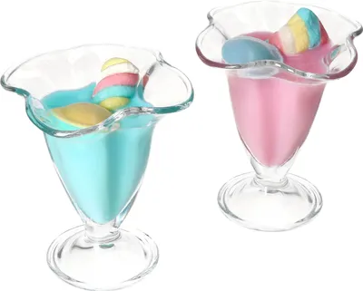 Produktbild von 2x CANA Eisbecher mit Fuß 150ml Dessert-Schale Früchte-Glas Cocktail Blüten-Form