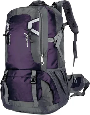 Imagen del producto de Mochila de senderismo, mochila de camping de gran capacidad para hombres y mujeres, con múltiples bolsillos, ideal para viajes, escalada y actividades al aire libre. Mochila ligera y de uso diario (morada, 60L)
