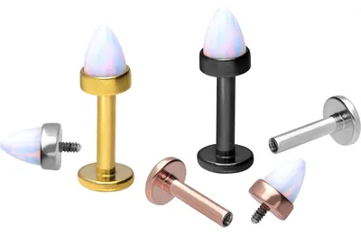 Produktbild von Ohrpiercing, Nasenpiercing Chirurgenstahl Labret mit Innengewinde OPALSPITZE
