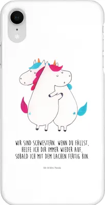 Produktbild von Mr. & Mrs. Panda Iphone XR Handyhülle Einhörner Umarmen - Weiß - Geschenk, Einhorn, Freundin, Premium Kunststoff, Liebe, Unicorn, Handy Case, Familie