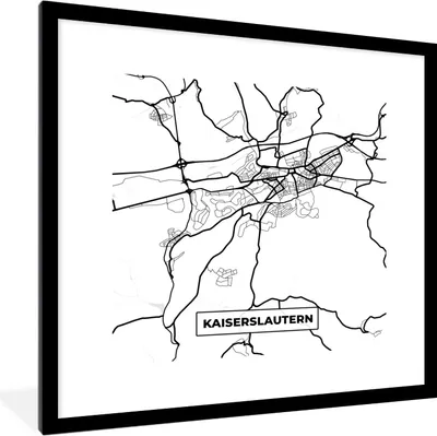 Produktbild von MuchoWow® Gerahmtes Poster Karte - Kaiserslautern - Stadtplan 40x40 cm - Poster mit Schwarzem Bilderrahmen Wandposter Rahmen Foto Bilder - Poster - Plakat im Rahmen