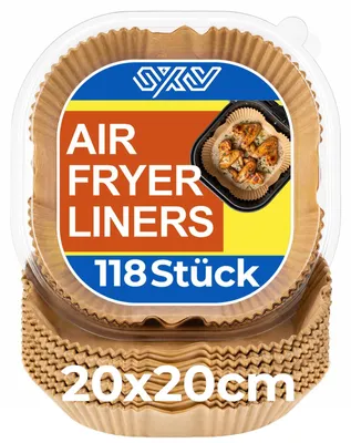 Productafbeelding van Airfryer Bakpapieren 20 x 20 cm, 118 Stuks Vierkant