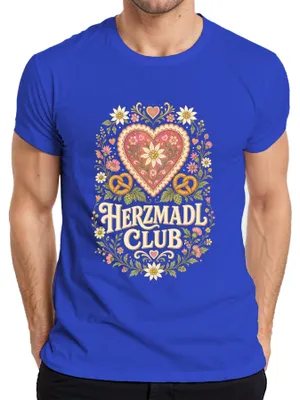 Zdjęcie produktu dla Herzmadl Club, , Edelweiss, Preclek, Skórzane spodnie, Sukienka, Koszulka męska, Niebieski, Rozmiar S