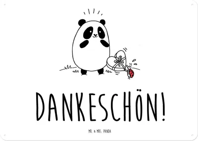 Produktbild von Mr. & Mrs. Panda Schild Panda Dankeschön DIN A4 - Weiß - Geschenk, Wandbild, Blechschild, Wandschild, tafel, Türschild