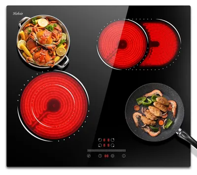 Obrázok produktu pre Sklenená varná doska – vstavaná elektrická varná doska – 4 varné zóny – 6600 W – 60 cm – dotykové ovládanie – čierna