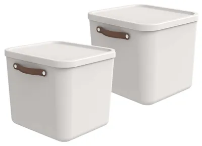 Produktbild von Rotho 2er-Set Aufbewahrungsbox 40L Maloja - Kunststoffbox mit Deckel - Stapelbox 39,5 x 38,0 x 34,0 cm - Plastikbox Ordnungsbox Allzweckkiste
