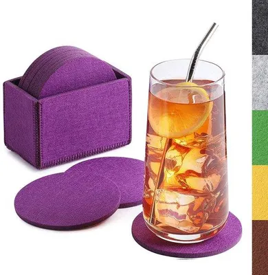 Produktbild von Violet/paars glas onderzetters - set van 10 - premium tafelonderzetters