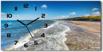 Produktbild von Wanduhr aus Glas – 60x30 cm - Glasbild - Glasuhr - Gehärtetes Glas - schwarze-zeiger - Ostsee