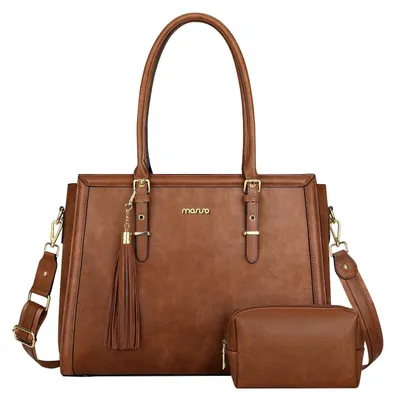 Productafbeelding van Solidchoice - Vintage Kunstlederen Tote Bag met Laptopcompartiment