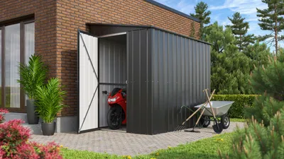 Produktbild von Globel Industries Metall Anlehn-Gerätehaus, Fahrradgarage "Lean-To 58" anthrazit 3,75 m²