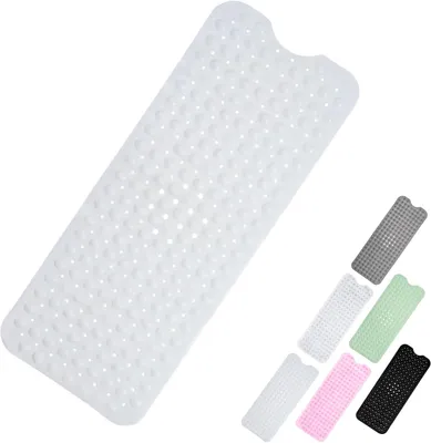 Imagen del producto de Alfombrilla para ducha, extra larga, antideslizante, de 100x40 cm, con ventosas, para baño