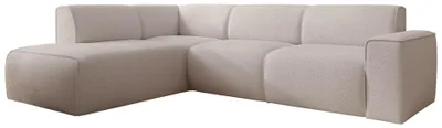 Image de Selsey Bouvi – Canapé d'angle avec dossier latéral sur l'ottoman, gauche, beige clair, bouclé