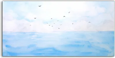Produktbild von Coloray Canvas 100x50  Wandbild Leinwand Bilder Landschaft Meer und Himmel mit Vögeln
