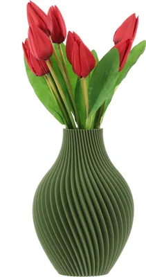 Obrázok produktu pre Umelé kvety váza 3D zelená vysoká 20 cm dekoratívne plastové