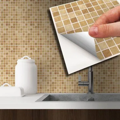 Produktbild von Selbstklebende Wandfliesen - Wasserfeste Dekoration für Küche, Badezimmer, Wohnzimmer - Marmormosaik-Muster - Set aus 24 Teilen - 15 cm - Braun