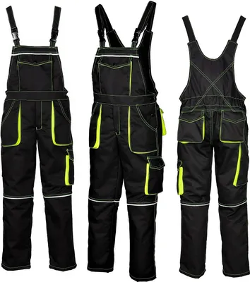 Produktbild von NIZO D Gr. 128 Latzhose Für Kinder Arbeitslatzhose Kinderlatzhose SCHWARZ GELB Kinderhose Mädchenhose Arbeitshose Jungenhose Gartenhose Freizeithose