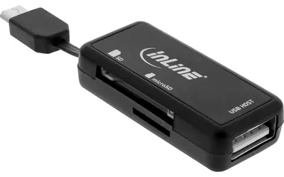 Immagine prodotto di Lettore di schede InLine® OTG Dual Flex, per SD+microSD, con presa USB+2 slot per schede
