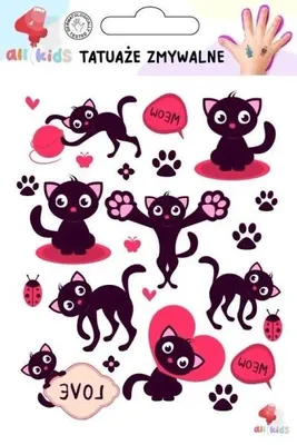 Imagen del producto de Tatuajes temporales para niños, diseño de gatitos s - All4Kids