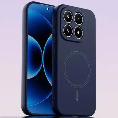 Produktbild von Magnetische Handyhülle für Xiaomi 17, MagSafe kompatible, Flüssig Silikon Stoßfest Kratzfest Hülle Dunkelblau