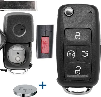 Produktbild von Auto Klapp Schlüssel Gehäuse kompatibel mit VW SEAT SKODA 5 Tasten Fernbedienung + Batterie