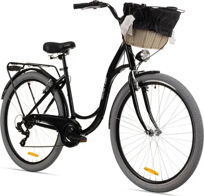 Produktbild von Goetze Mood 28 Zoll City Bike, 18 Zoll Tiefeinsteigerrahmen, 7-Gang Shimano, V-Bremse, LED-Beleuchtung, Komfortsattel, Rattankorb