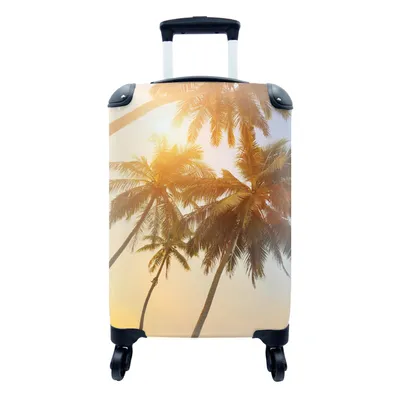 Produktbild von MuchoWow® Koffer Handgepäck Trolley Rollkoffer Kleine Reisekoffer mit 4 Rollen - Palme - Sonne - Sommer - Tropisch - Cabin Size < 55x40x23 cm & 55x40x20 cm - Fotokoffer - Kabinenkoffer - Boardgepäck - Reise-Box - Reisekoffer - Reisegepäck - Koffer mit Bild - Trolley für Kinder
