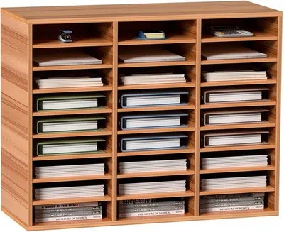 Produktbild von Organisationsbox mit 27 Fächern – Verstellbare Regalelemente, MDF-Ablage für Dokumente, Papiere und Akten, ideal für Büro, Zuhause, Schule, weiß