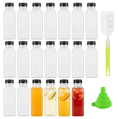 Productafbeelding van Set van 20 Plastic Sapflessen 350 ml met Afdichtdeksels en Trechter