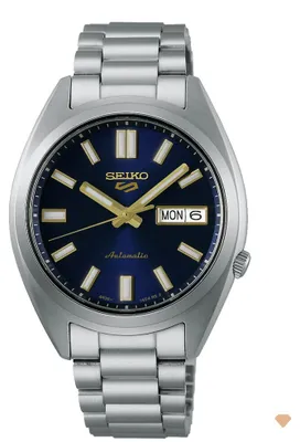Produktbild von Seiko 5 Sports Automatikuhr aus Edelstahl mit blauem Zifferblatt SRPL55K1