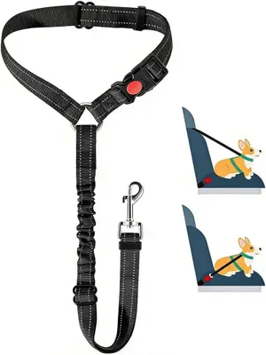 Imagen del producto de Arnés de seguridad para perros, 2 en 1: reposacabezas y cinturón de seguridad para automóvil, ajustable, color , con elementos reflectantes