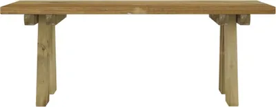 A wooden garden bench on a white background.