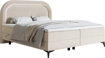 Obrázok produktu pre Selsey LOREO - Posteľ s pružinovou posteľou s vodeodolným zamatovým poťahom v béžovej farbe, 140x200 cm