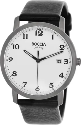 Produktbild von Boccia 3618-01 Herren-Armbanduhr, Titan-Gehäuse, Leder-Armband