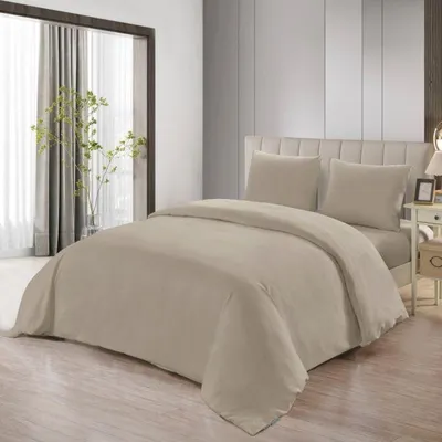 Image de Parure de lit Lavella 4 pièces beige 200 x 220 cm microfibre