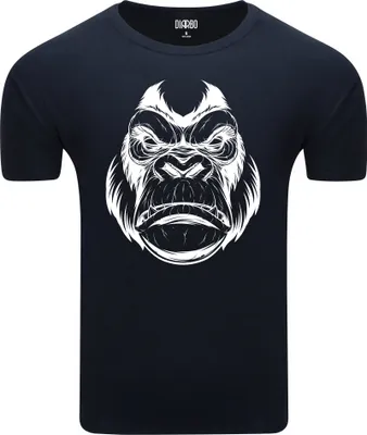 Produktbild von Diarbo Herren T-Shirt mit Tierliebhaber Druck Wütender Gorillakopf Dunkelblau Gr.M