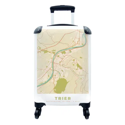 Obrázek produktu pro Kufr Příruční zavazadlo na kolečkách Malý cestovní kufr na 4 kolečkách Trevír - Mapa - Vintage - Velikost kabiny < 55x40x23 cm a 55x40x20 cm -