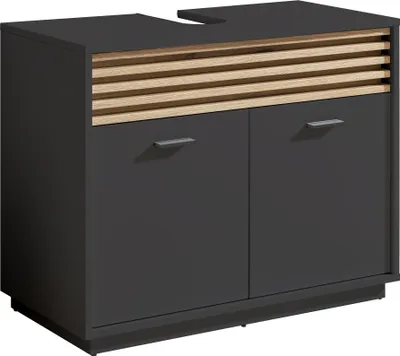Produktbild von Waschbeckenunterschrank >Liguria< Anthrazit / Evoke Eiche Nachbildung - 80x64x40 (BxHxT)