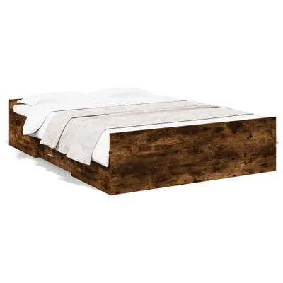 Produktbild von vidaXL Bettgestell mit Schubladen Räuchereiche 140x190cm Holzwerkstoff