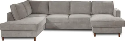 Image de Lisa Design Jake - canapé panoramique d'angle gauche - convertible avec coffre - 7 places - en velours côtelé , Gris clair